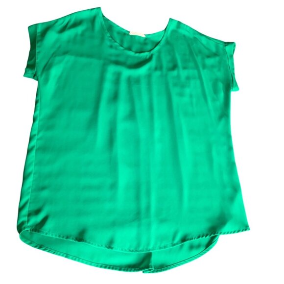 Bright Green Petiole Womens Blouse Short Sleeves Size Large - Picture 1 of 9